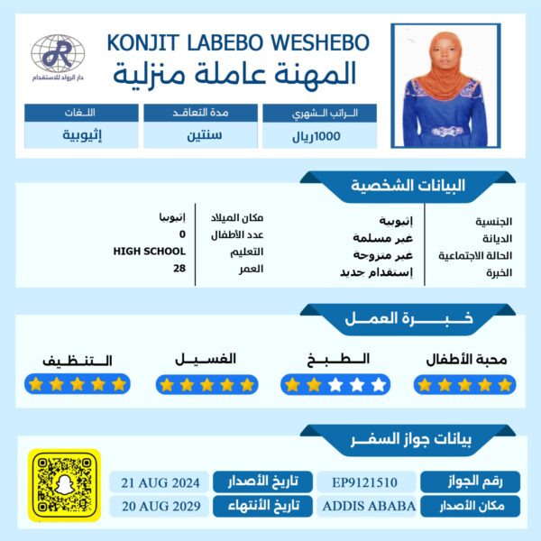 استقدام اثيوبية مدربة